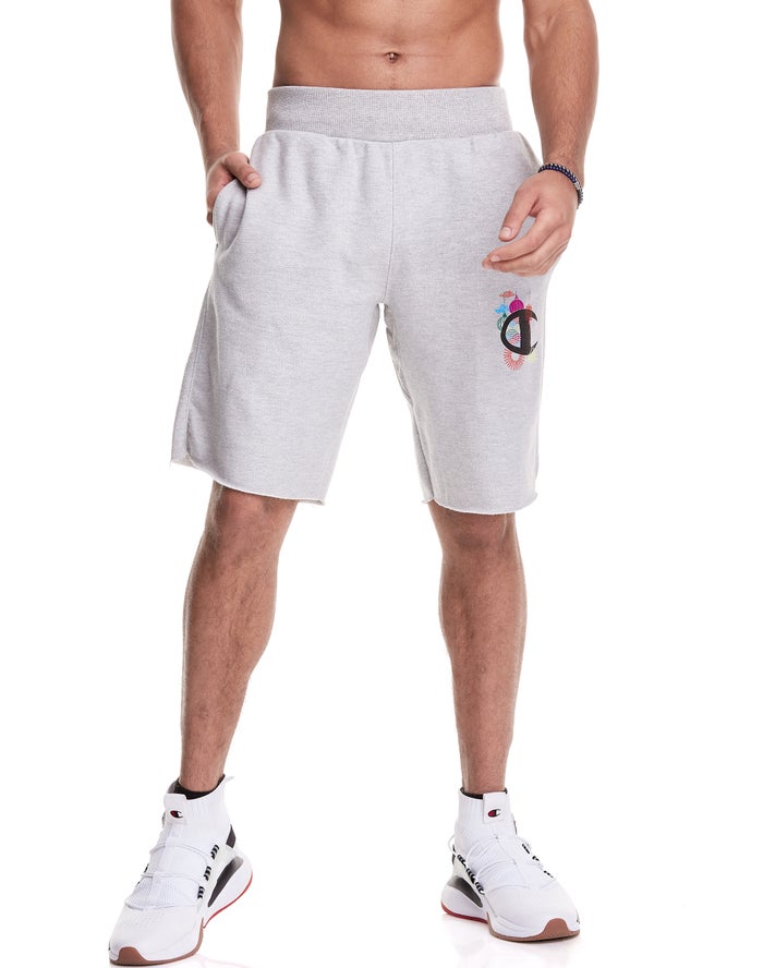 Champion Korte Broek Heren - Grijs - Reverse Weave Cut-Off Lunar C With Lanterns ( 094823-AOH )